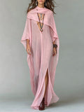 Draped Shawl Collar Plunge Front Kaftan Maxi Dress