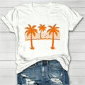 Musical Palm Tree Graphic Crew Neck T-Shirt