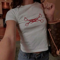 Red Feminist Symbol Graphic Baby Tee