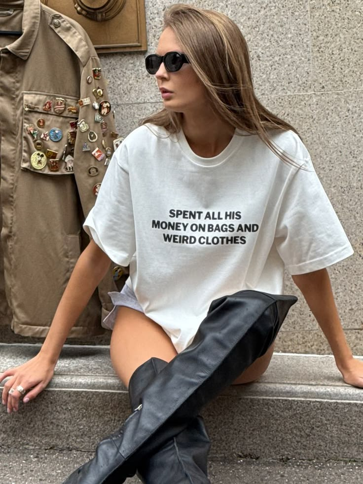 Spent All His Money Graphic Oversized Tee