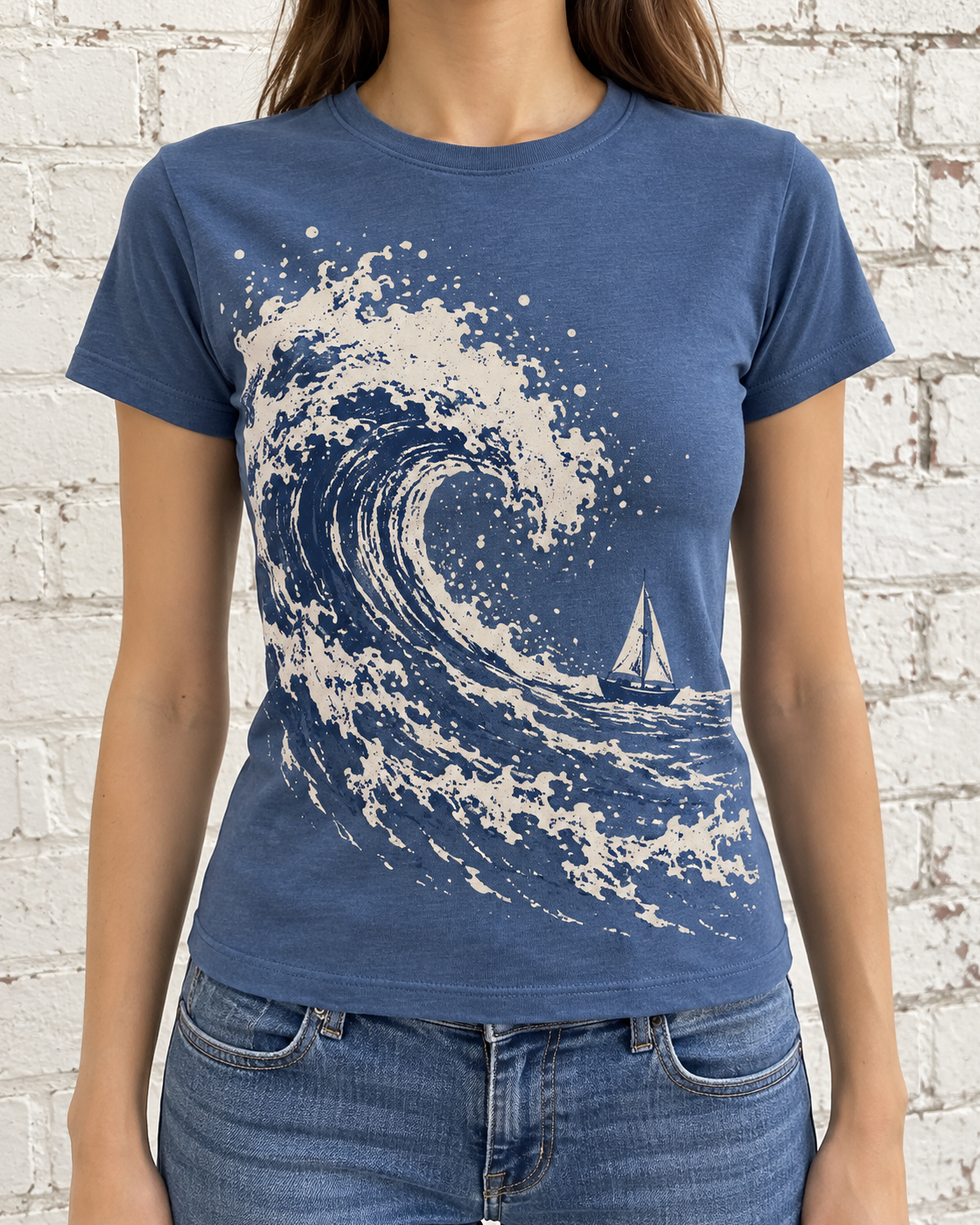 Blue Ocean Wave Graphic Tee