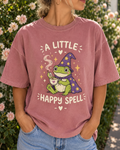 Pink A Little Happy Spell Frog Graphic Tee