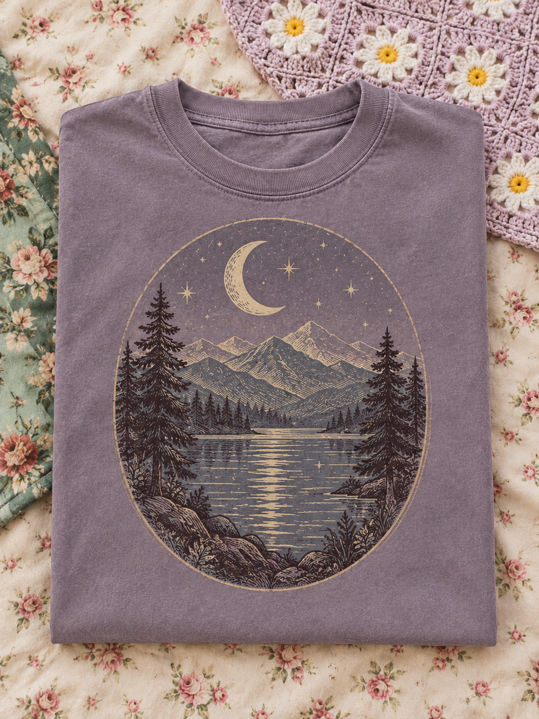 Lavender Mountain Moon Graphic Tee