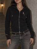 Black Moon Star Zip Up Hoodie