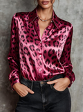 Pink Leopard Print Satin Shirt