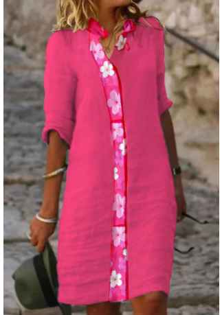 Floral Trim Shirt Dress