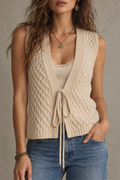 Cream Cable Knit Tie Front Vest