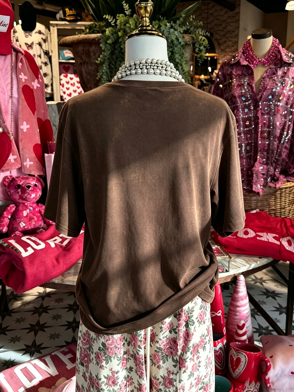 Brown Leopard Face Graphic Oversized Tee
