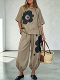 Oversized Floral Print Balloon Pants Set