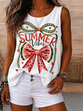 Summer Vibes Watermelon Bow Tank Top