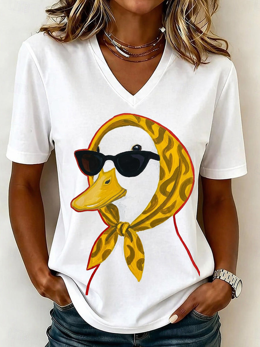 Cool Duck With Sunglasses V-Neck T-Shirt