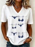 Bikini Clothesline Graphic V-Neck T-Shirt