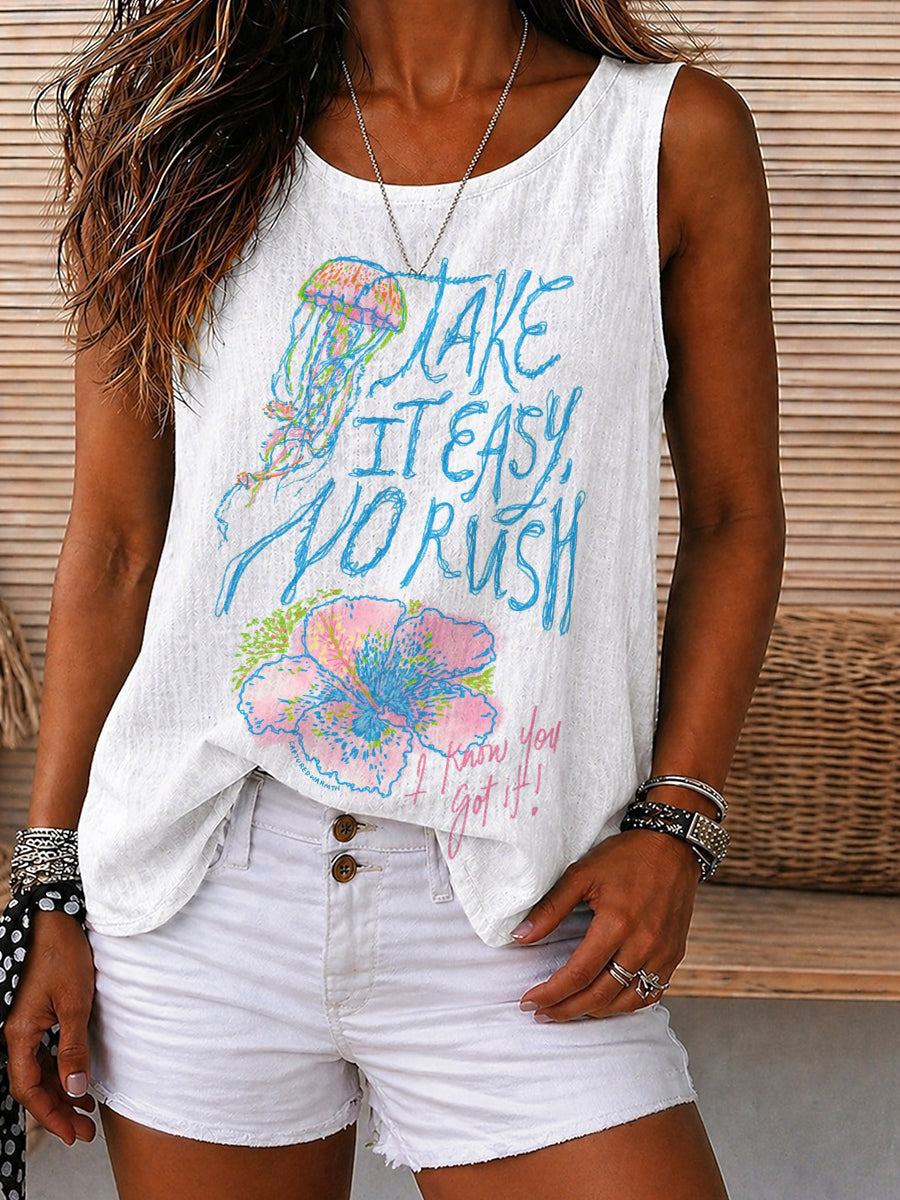 Take It Easy Jellyfish Graphic Tank Top