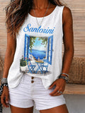 Santorini Window View Graphic Tank Top