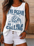 The Ocean Is Calling Sea Turtle Tank Top