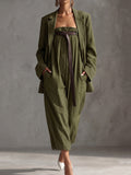 Olive Green Oversized Blazer And Jumpsuit Set