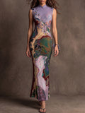 Lavender Abstract Marble Slip Dress