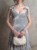 Silver Snowflake Bow Mini Dress