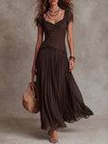 Chocolate Beaded Sweetheart Maxi Dress