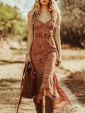Rust Paisley Midi Dress