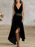 Black Velvet High-Low Maxi Dress