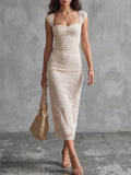 Cream Lace Corset Midi Dress