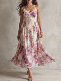 Mauve Floral Lace Midi Dress