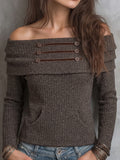 Charcoal Off-Shoulder Strappy Knit Top