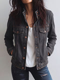 Charcoal Button-Up Denim Jacket