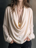 Cream Cowl Neck Drape Blouse
