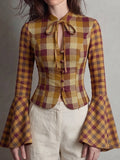 Yellow Plaid Victorian Ruffle Blouse
