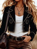 Black Velvet Western Horseshoe Crop Jacket