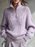 Lavender Chunky Cable Knit Sweater