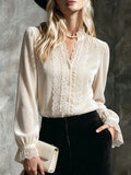 Cream Lace Ruffle Victorian Blouse