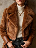 Brown Faux Fur Collar Jacket