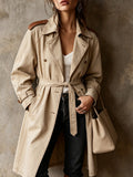Khaki Longline Belted Utility Trench Coat