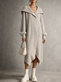 Oatmeal Oversized Collar Knit Midi Dress