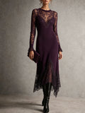 Plum Floral Lace Knit Maxi Dress