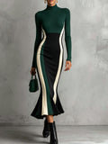 Green Black Mermaid Knit Dress