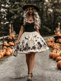 Black White Graveyard Corset Mini Dress