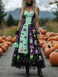 Green Purple Mushroom Spider Corset Dress