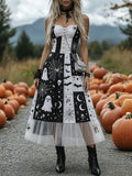 Black White Ghost Tarot Tulle Corset Dress
