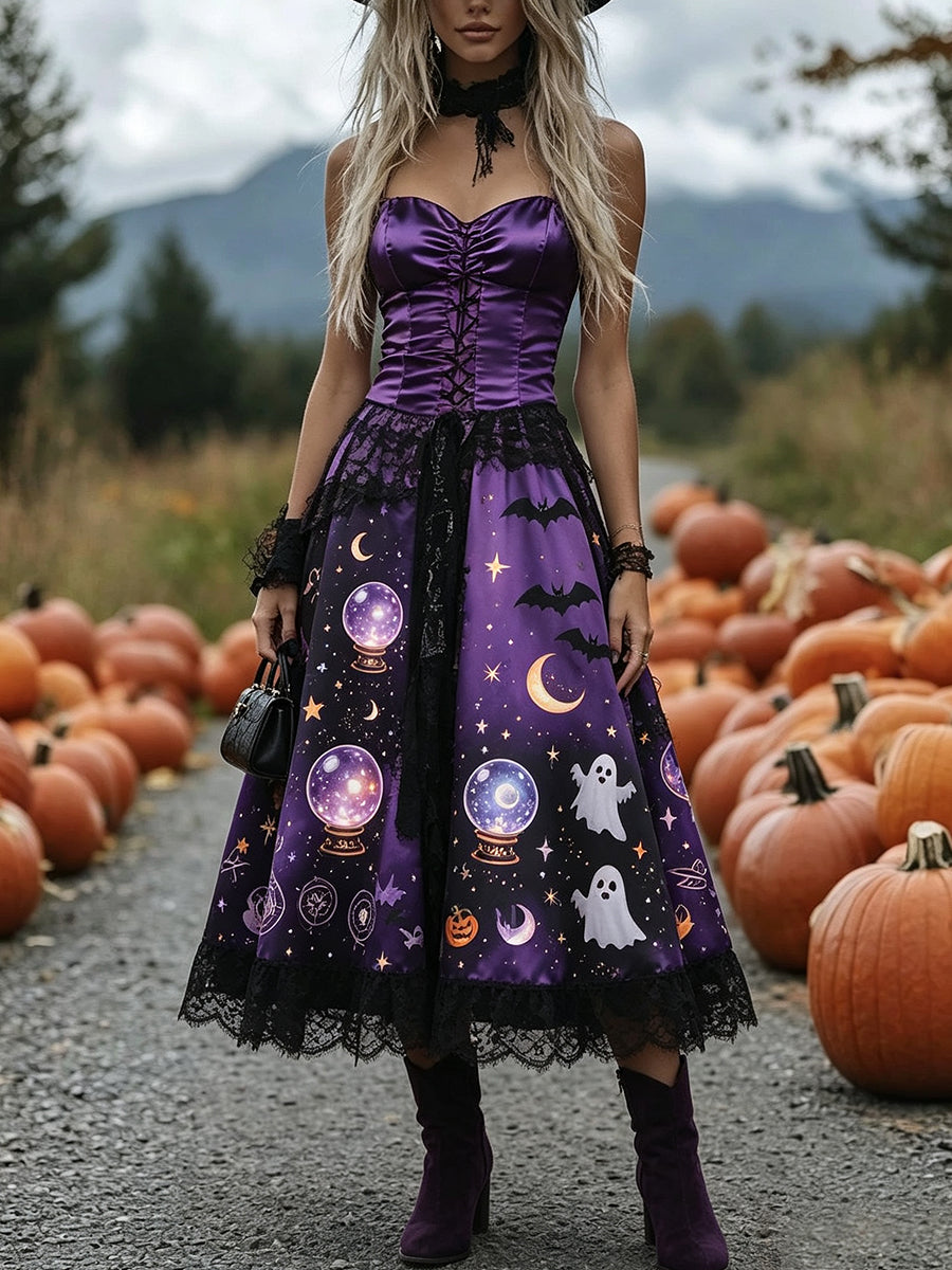 Purple Crystal Ball Ghost Corset Dress