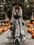 Black White Floral Lace Corset Maxi Dress