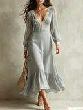 Sage Green Long Sleeve Corset Midi Dress