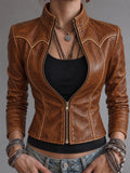 Blush Pink Peplum Moto Leather Jacket