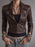 Charcoal Gray Fitted Moto Leather Jacket