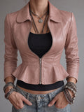 Dark Brown Double-Breasted Moto Leather Jacket