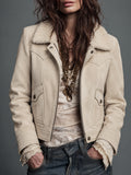 Cream Western Suede Panel Blazer