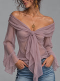 Terracotta Satin Wrap Blouse